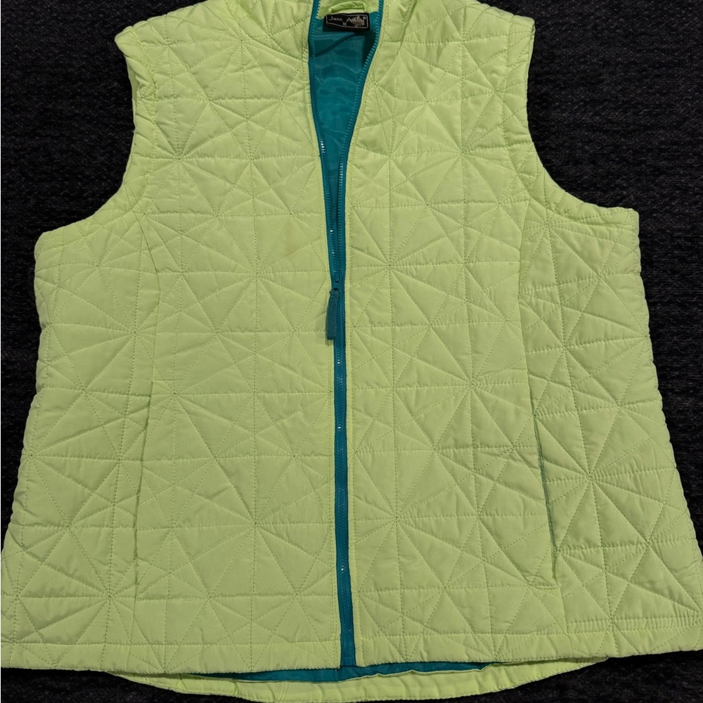 Jane Ashley Lime and Teal Quilted Vest 1X
